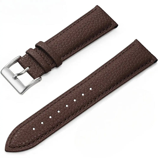 Bracelet montre cuir grainé marron foncé