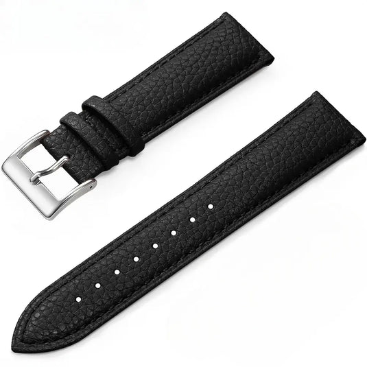 Bracelet montre cuir grainé noir