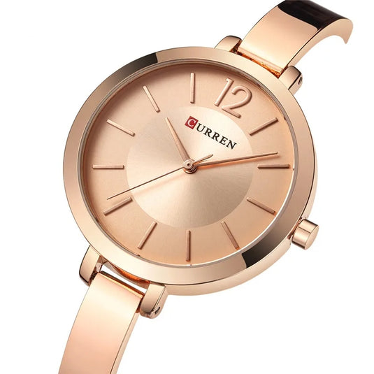 Montre Femme Bracelet Fin couleur or-rose photo cadran