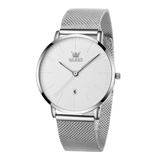 Montre Femme Bracelet Milanais Argent cadran blanc