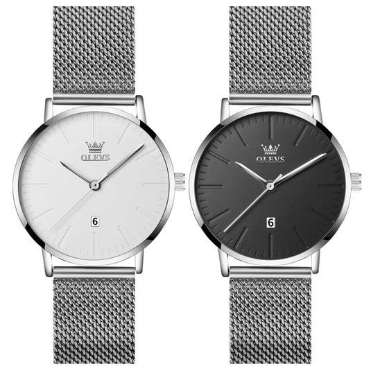 Montre Femme Bracelet Milanais Argenté cadran noir