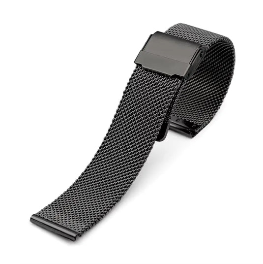 Bracelet montre maille milanaise noir