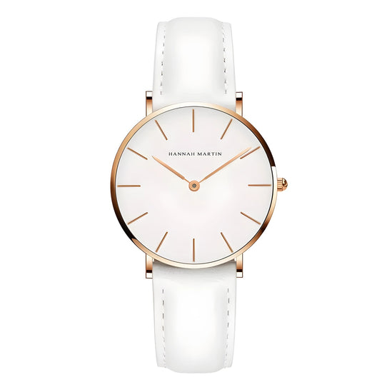 Montre femme bracelet cuir blanc