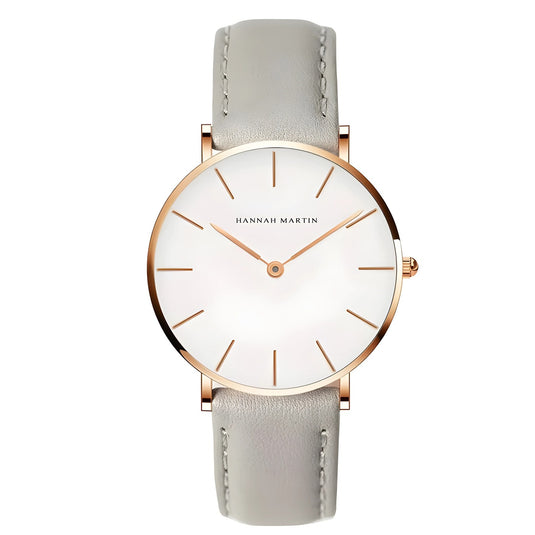 Montre femme bracelet cuir gris
