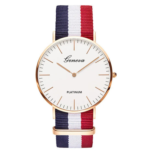 Montre femme drapeau français France couleur or rose