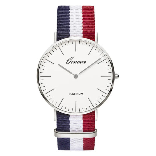 Montre femme drapeau français France couleur argent