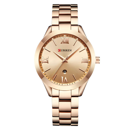 Montre Femme Chiffres Romains acier inoxydable or rose