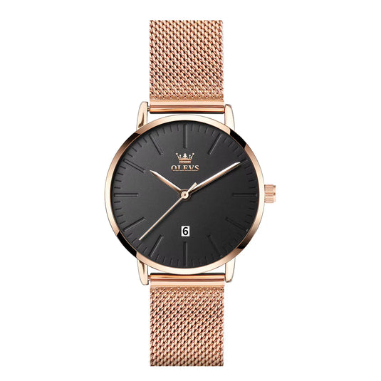 Montre Femme Bracelet Milanais cadran noir