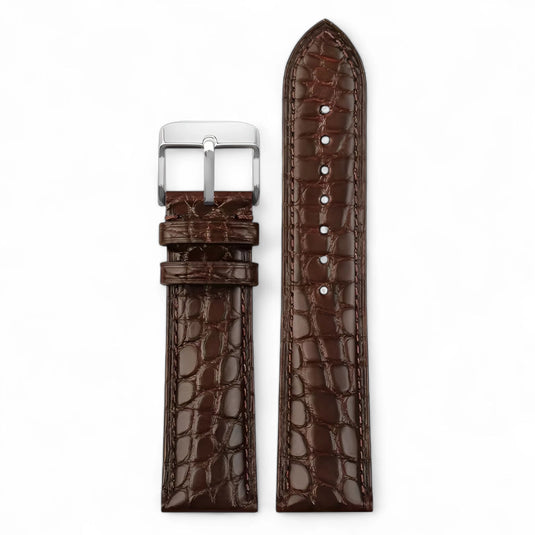 bracelet montre crocodile marron
