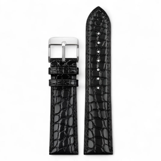 bracelet montre crocodile noir