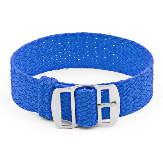 bracelet montre nylon tressé bleu tissu perlon