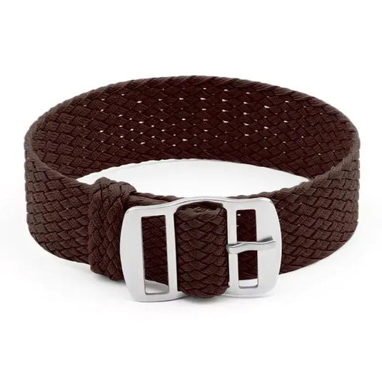 bracelet montre nylon tressé marron tissu perlon