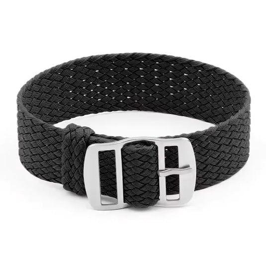 bracelet montre nylon tressé noir tissu perlon