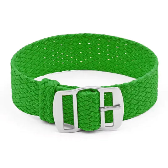 bracelet montre nylon tressé vert clair tissu perlon