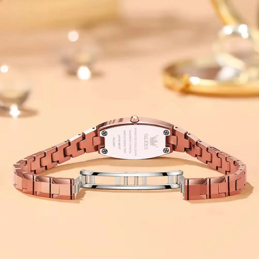 Montre bracelet femme couleur or rose photo fermoir
