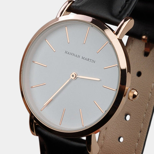 montre femme bracelet cuir noir 2