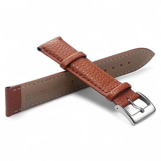 Bracelet montre cuir grainé marron clair photo