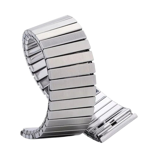 Bracelet montre extensible sans fermoir en métal argent