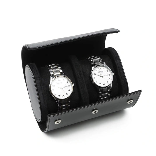 Étui pour 2 montres en cuir noir