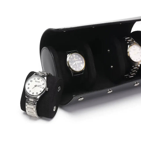 Étui montre cuir noir coussin amovible