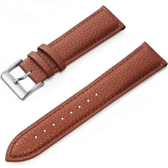 Bracelet montre cuir grainé embossé marron clair