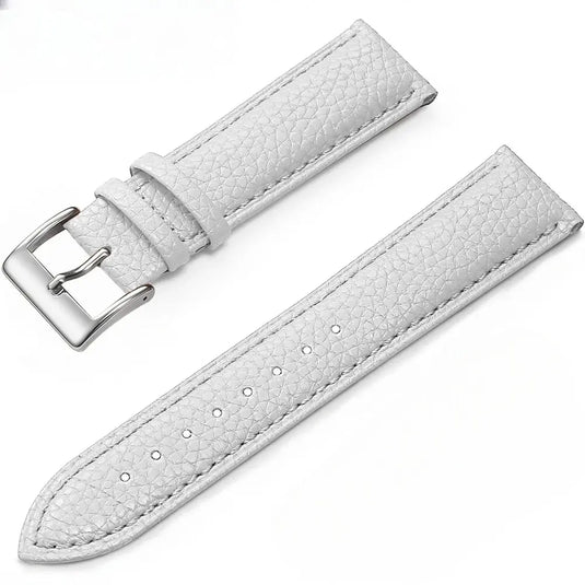 Bracelet montre cuir grainé embossé blanc