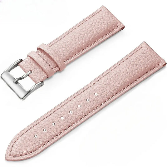 Bracelet montre cuir grainé embossé rose