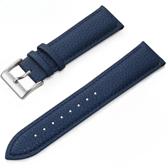Bracelet montre cuir grainé embossé bleu