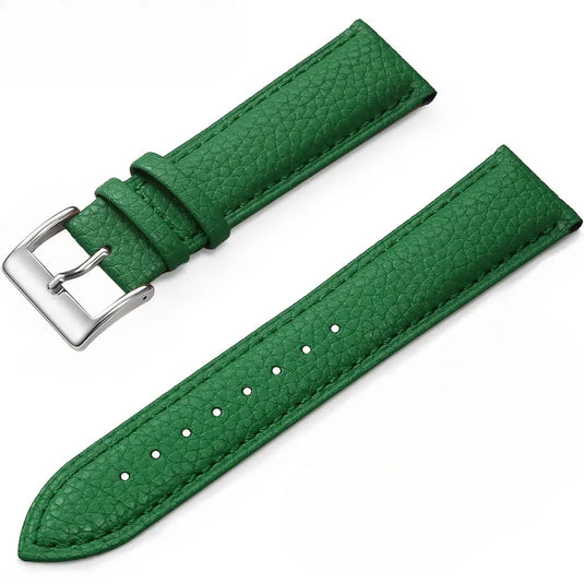 Bracelet montre cuir grainé embossé vert
