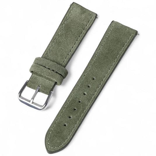 Bracelet montre daim vert kaki