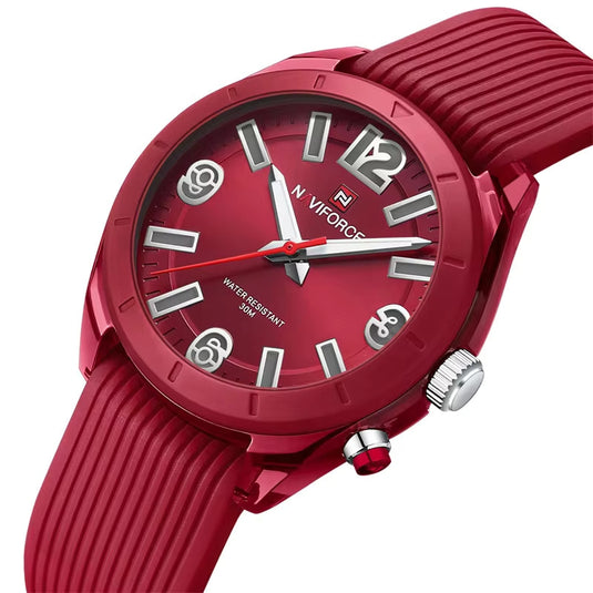 montre femme bracelet silicone rouge photo cadran