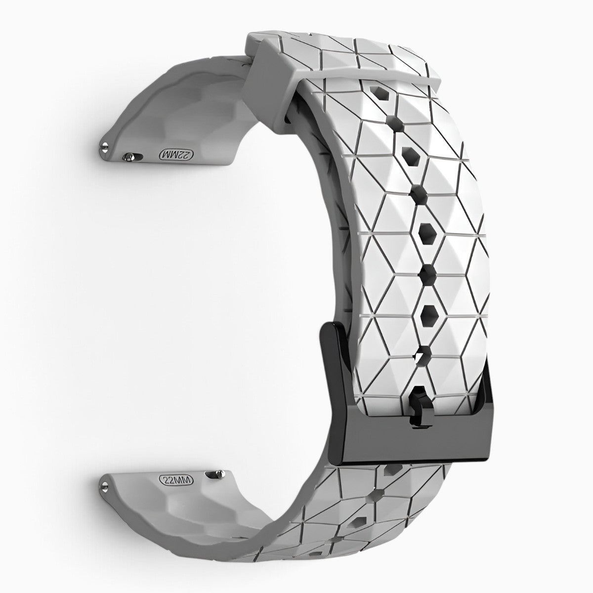 Bracelet montre silicone relief hexagonal blanc