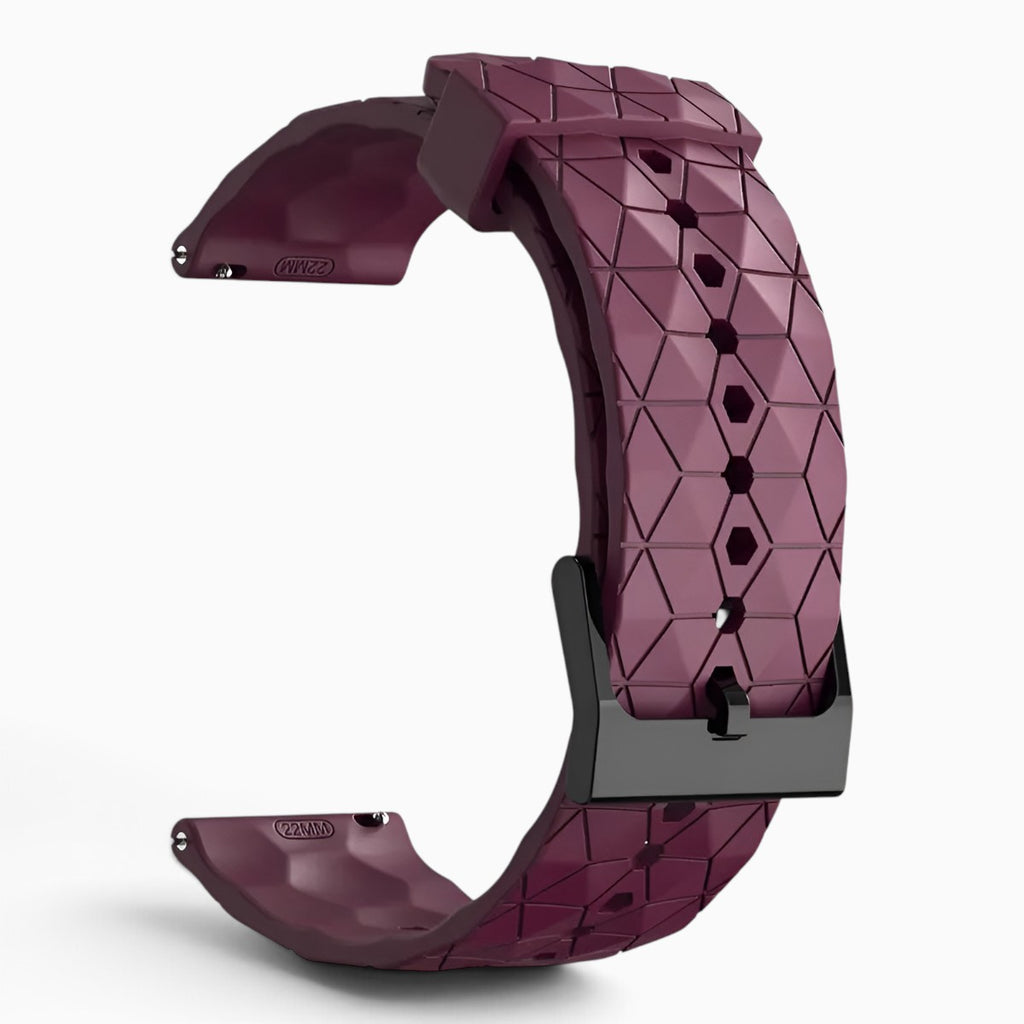 Bracelet montre silicone relief hexagonal bordeaux