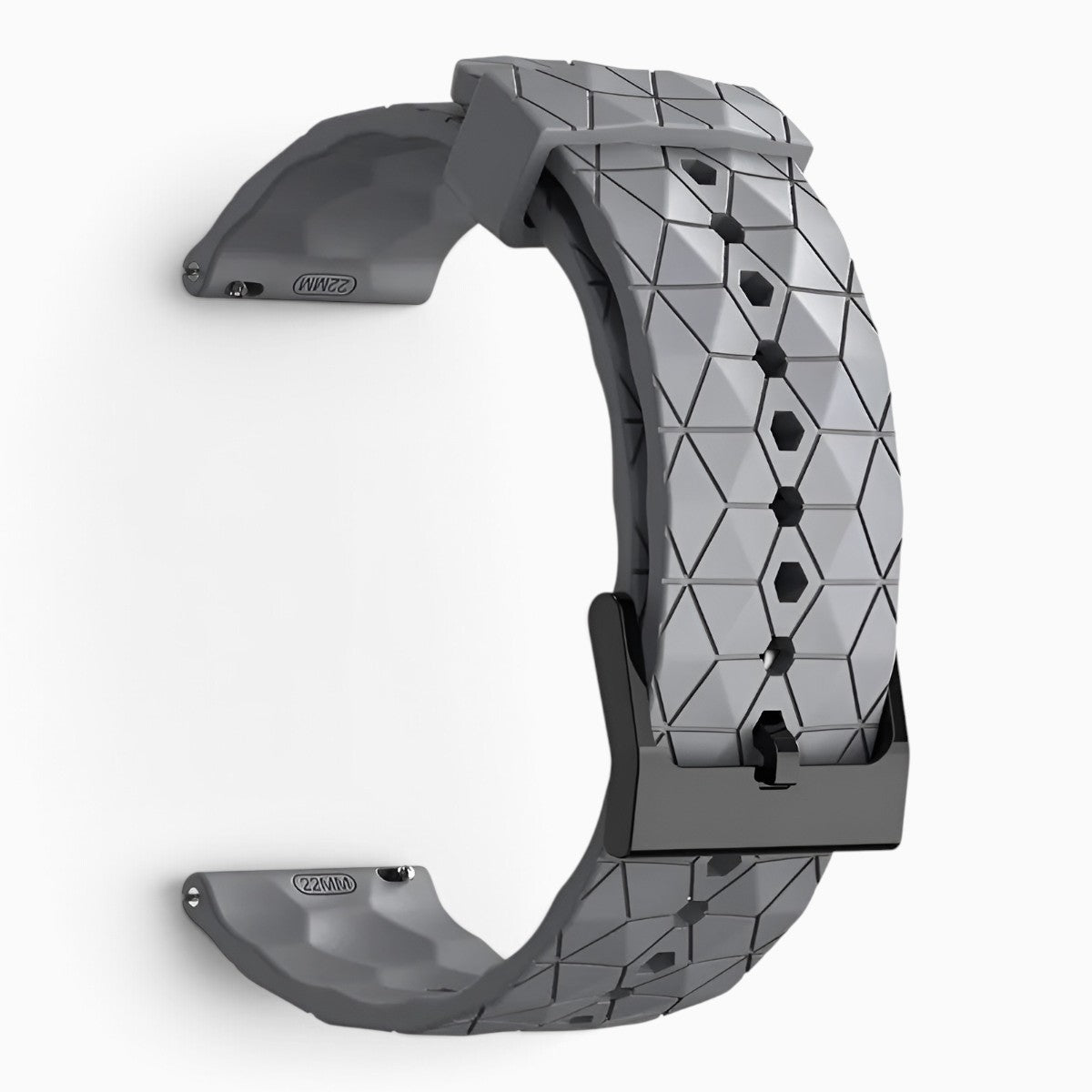 Bracelet montre silicone relief hexagonal gris