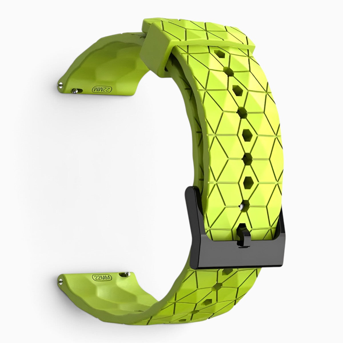 Bracelet montre silicone relief hexagonal jaune citron