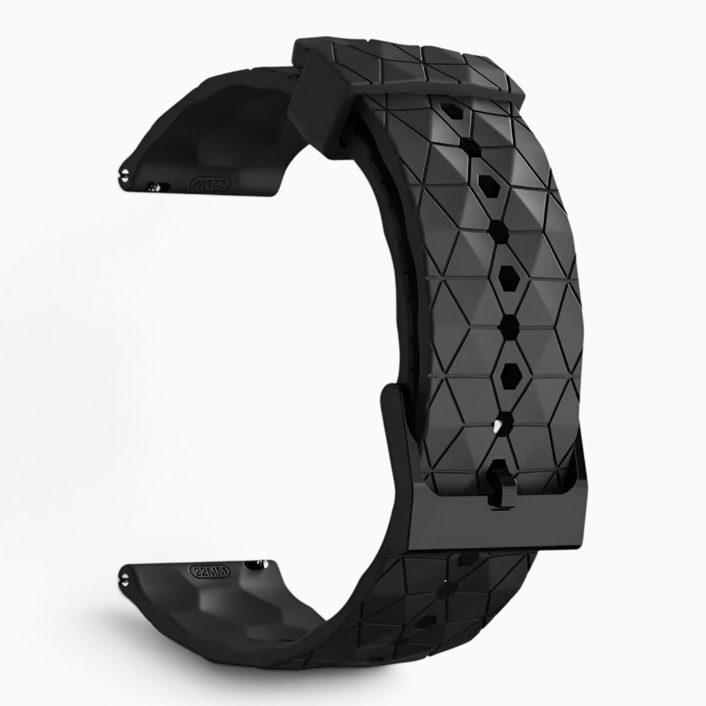 Bracelet montre silicone relief hexagonal noir