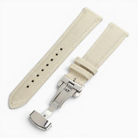 Bracelet montre toile de voile avec fermoir papillon beige