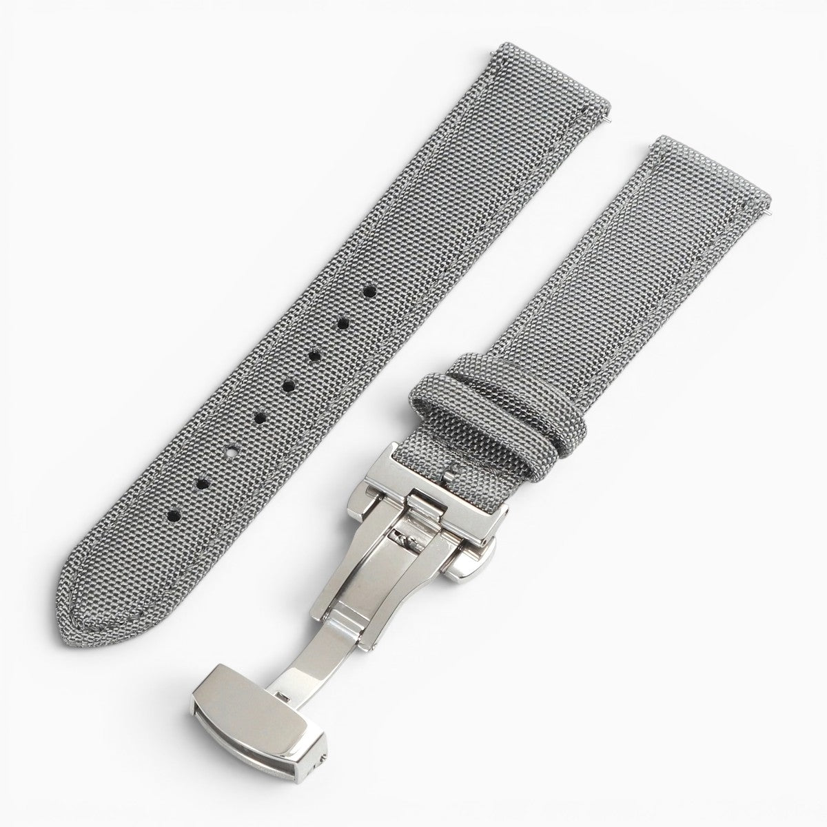 Bracelet montre toile de voile avec fermoir papillon gris