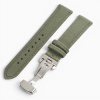 Bracelet montre toile de voile avec fermoir papillon kaki