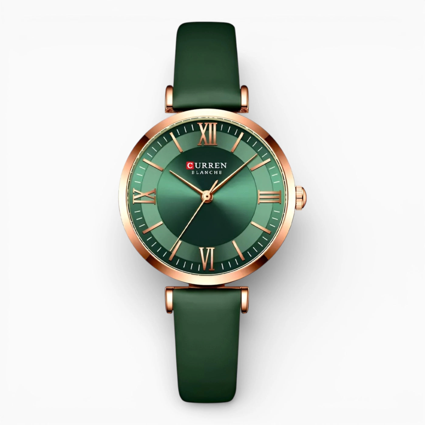 montre femme cadran vert bracelet cuir vert