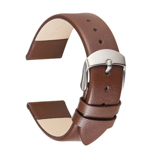 Bracelet montre cuir lisse marron