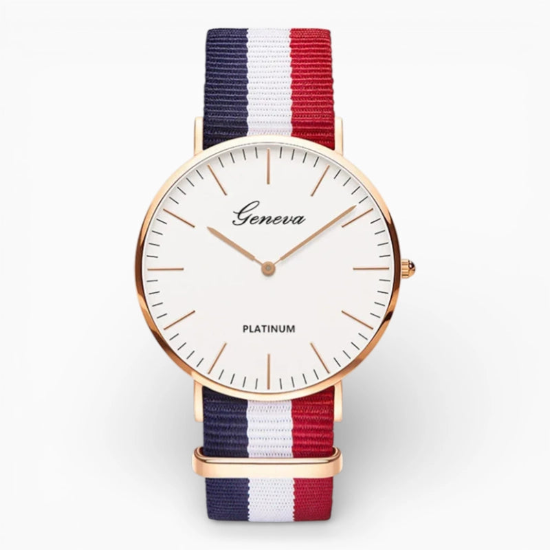 Montre Femme Bracelet Bleu Blanc Rouge