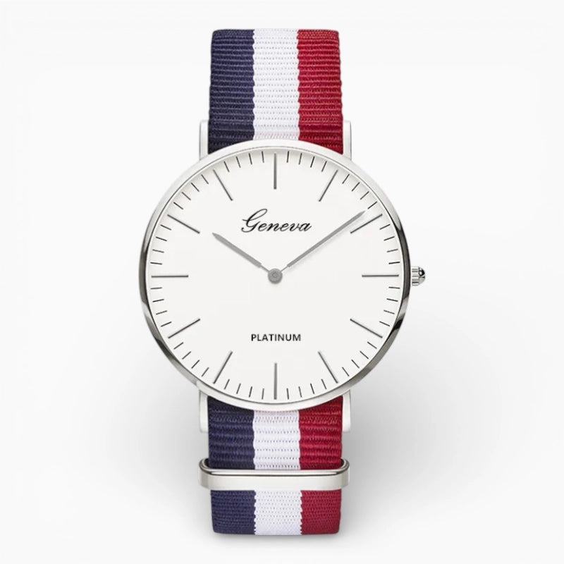 Montre Femme Bracelet Bleu Blanc Rouge