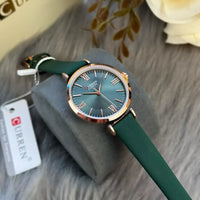 montre femme cadran vert bracelet cuir vert 4