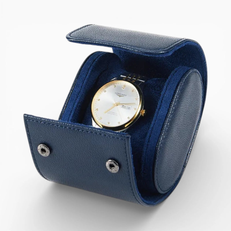 Étui Voyage Montre en Cuir Bleu