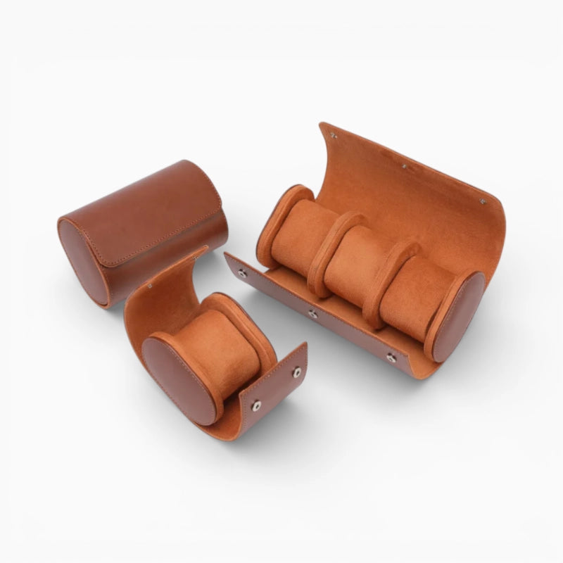 Étui Voyage Montre en Cuir Marron