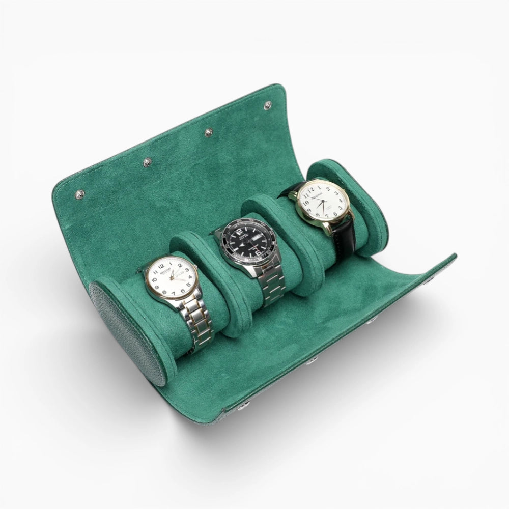 Étui Voyage Montre en Cuir Vert