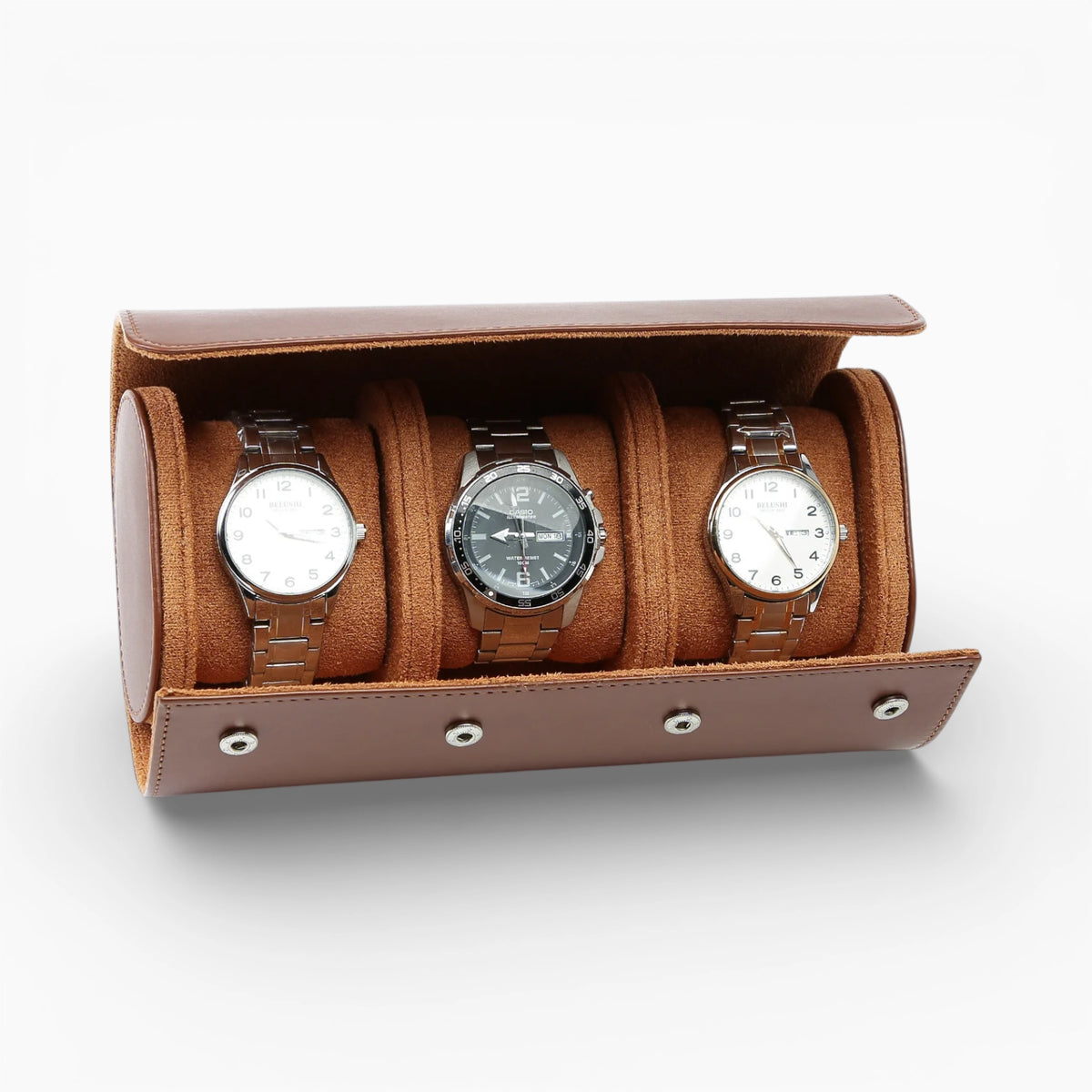 Étui Voyage Montre en Cuir Marron