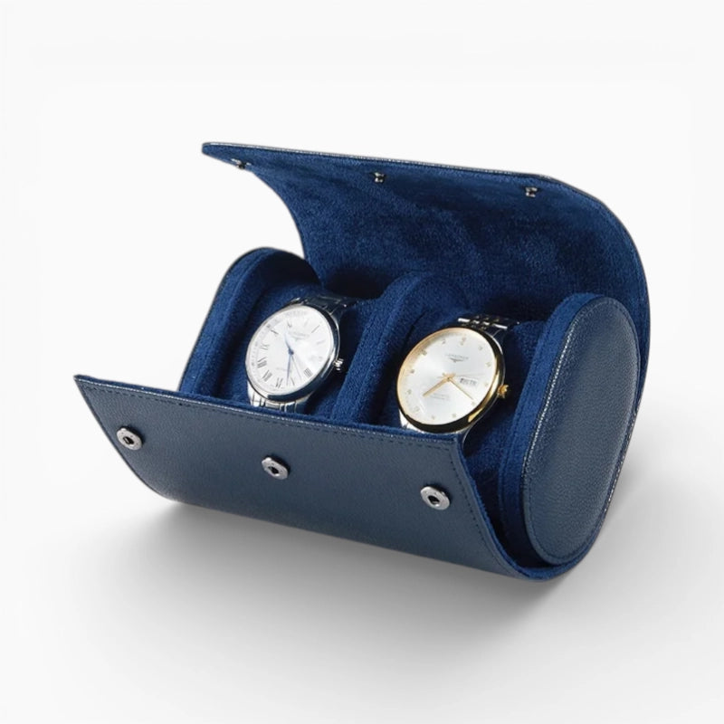 Étui Voyage Montre en Cuir Bleu