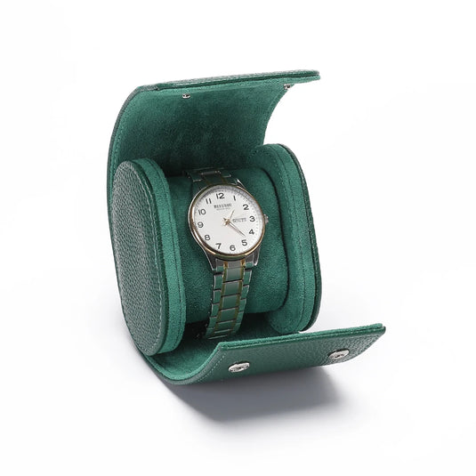 Étui montre cuir vert pour 1 montre